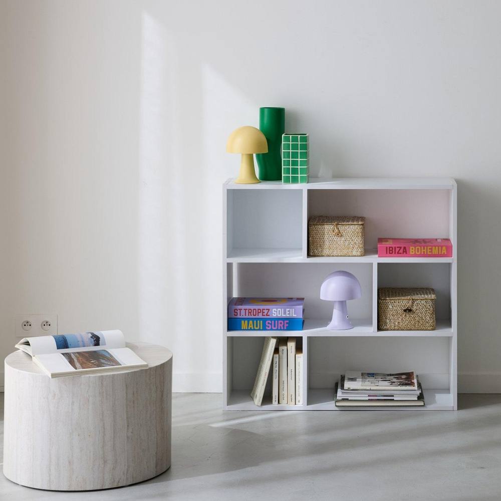 sweeek 3-shelf Bookcase With 6 Compartments in White