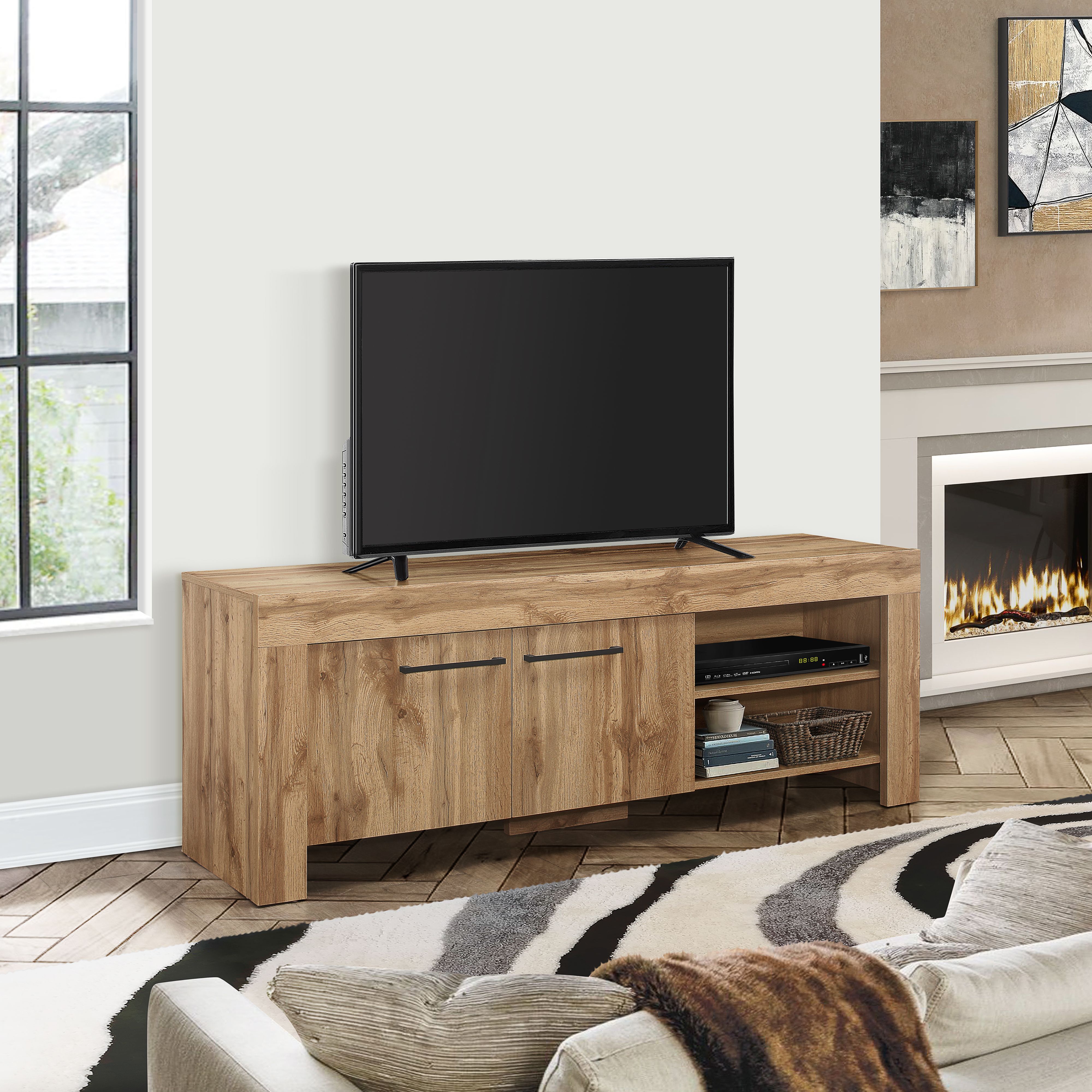 Birlea Oak TV Unit Wide Compton Widescreen Entertainment Unit in Brown