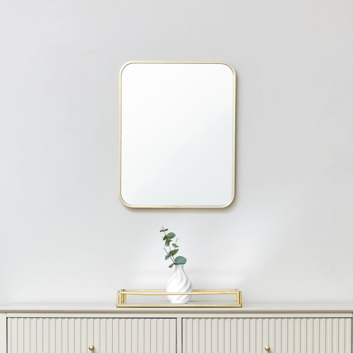 Melody Maison Gold Curved Framed Wall Mirror 50cm X 40cm in Metallic Gold
