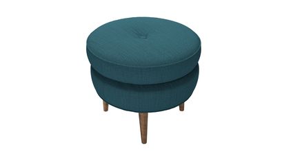Felix Round Footstool in Evergreen Brushed Linen Cotton - sofa.com
