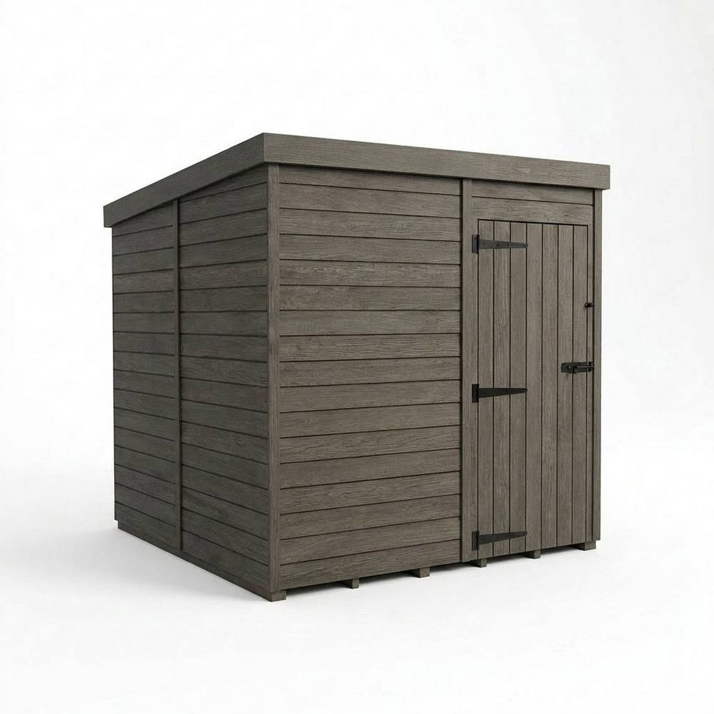 Buttercup Farm 7ft x 10ft Composite Pent Garden Shed Single Door No Windows - Grey