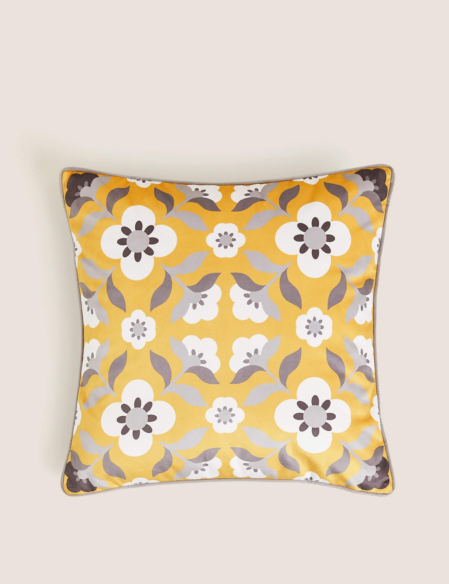 M&S Velvet Retro Floral Print Cushion
