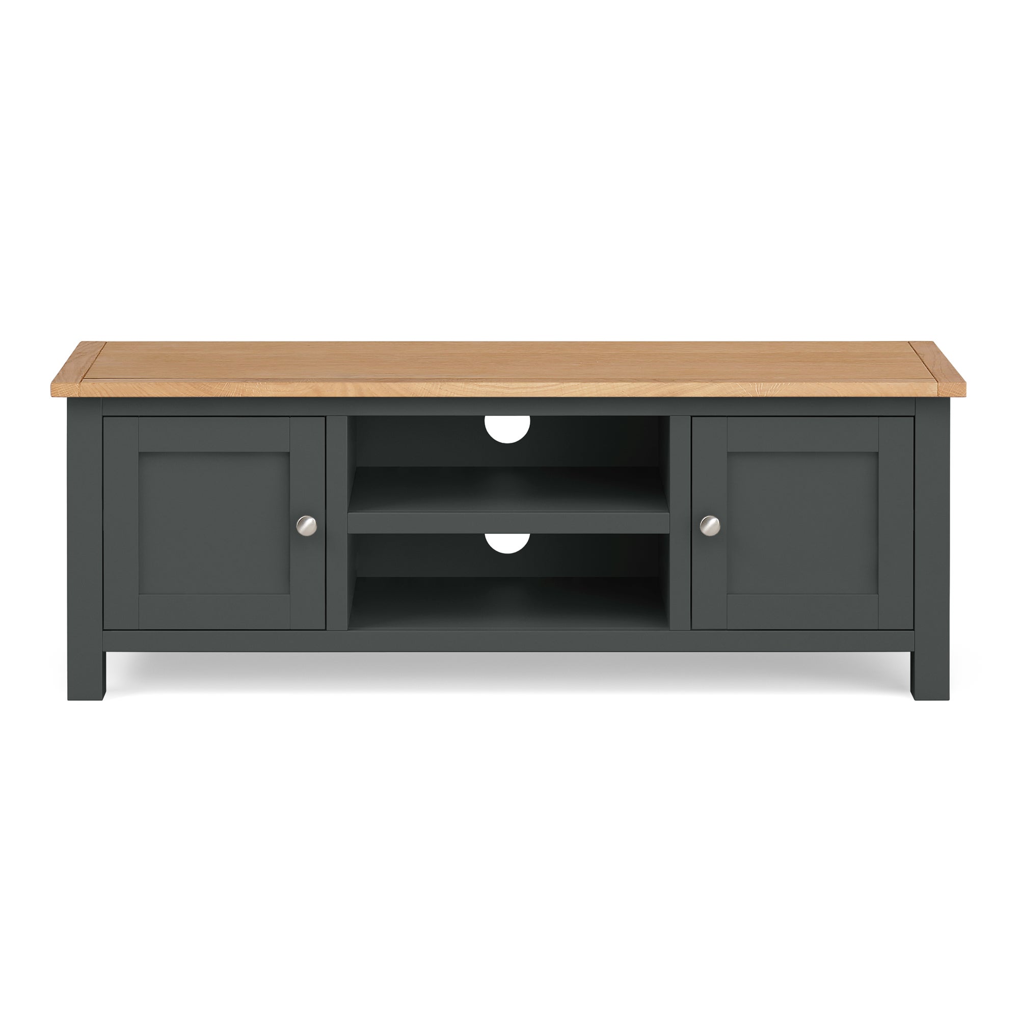 Bromley Black Wide TV Stand Blue and Brown