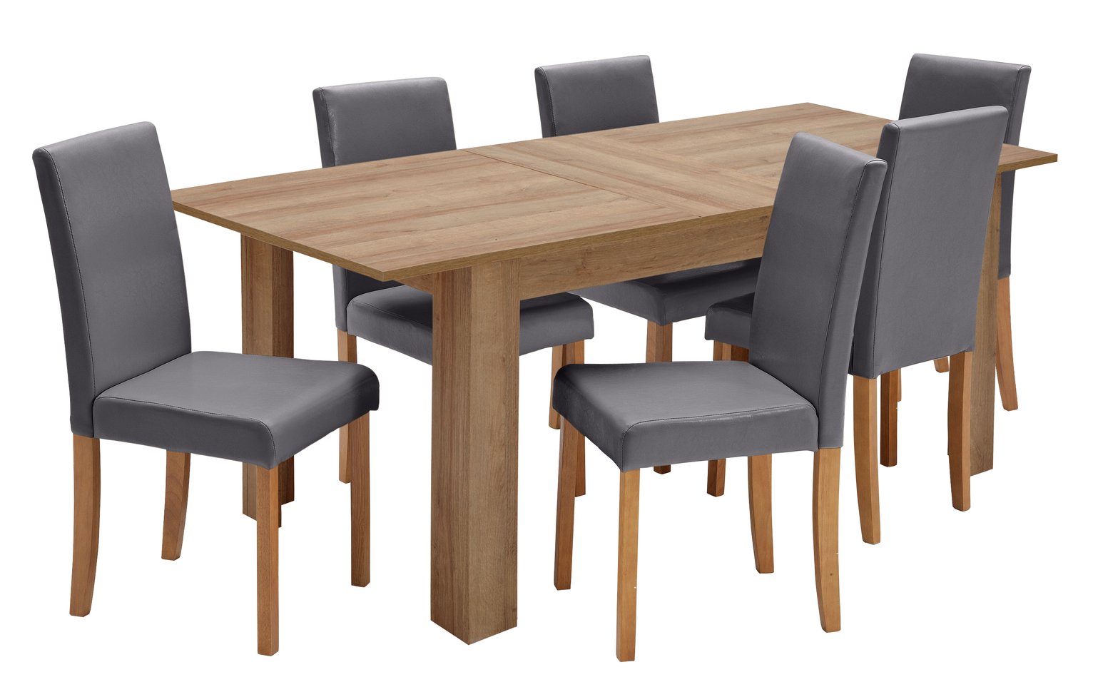 Argos Home Miami XL Extending Table & 6 Charcoal Chairs