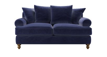 Teddy 2 Seat Sofa Bed in Prussian Blue Cotton Matt Velvet - sofa.com