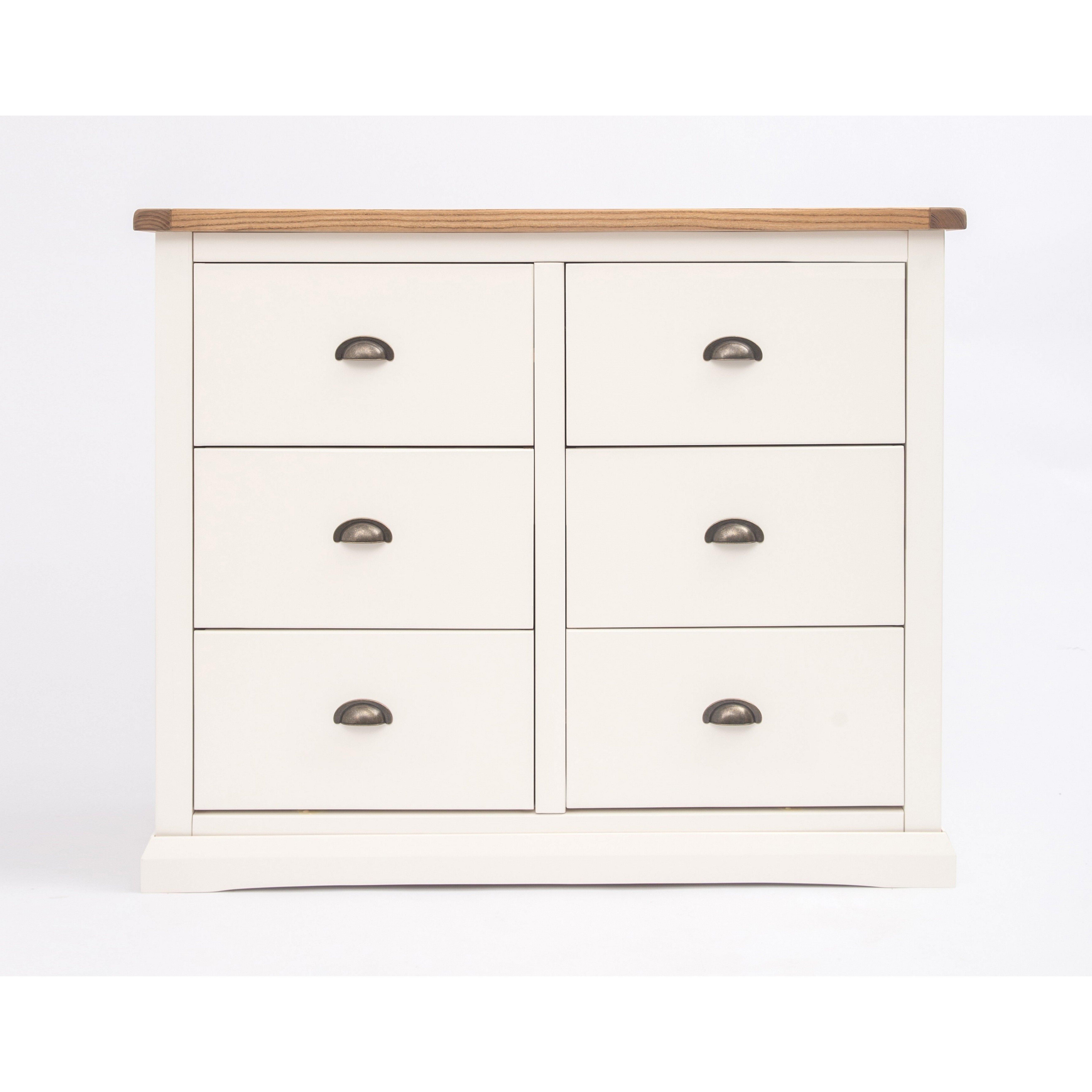Cabinet Bits Cosenza 6 Drawer Chest of Drawers Brass Cup Handle in Off-White