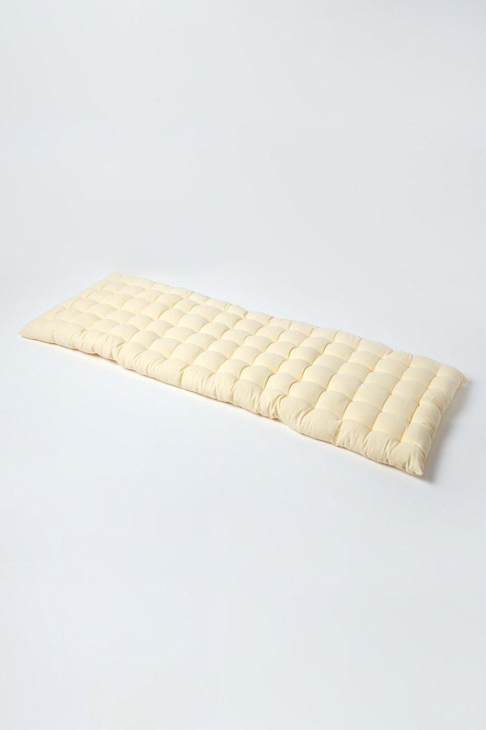 Homescapes Garden Bench Cushion Luxury 3 Seater Cotton Indoor Outdoor Pad, 143 x 48cm in Cream