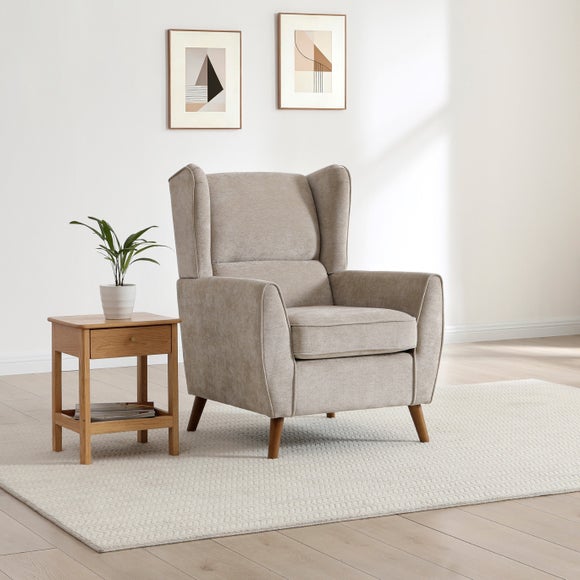 Return - Levi Chenille Wing Chair, Natural