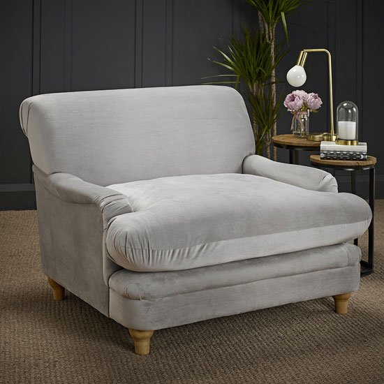 Plumpton Velvet Upholstered Lounge Chair In Grey
