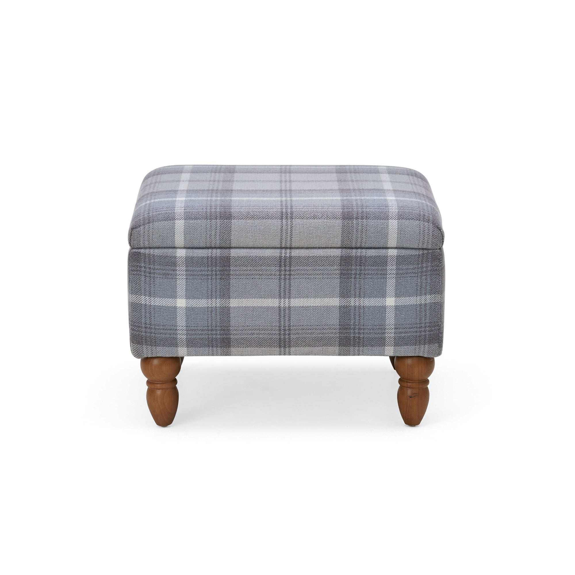 Oswald Check Storage Footstool Grey