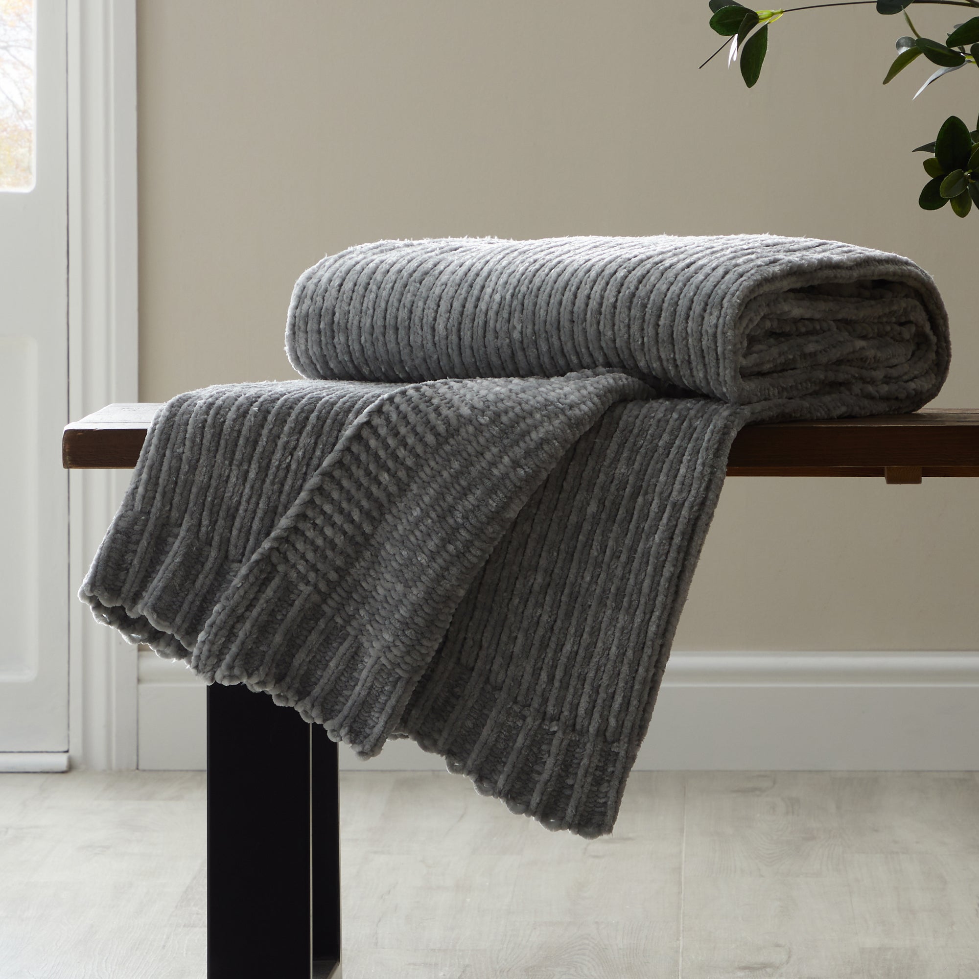 Crystal Chenille Throw Silver