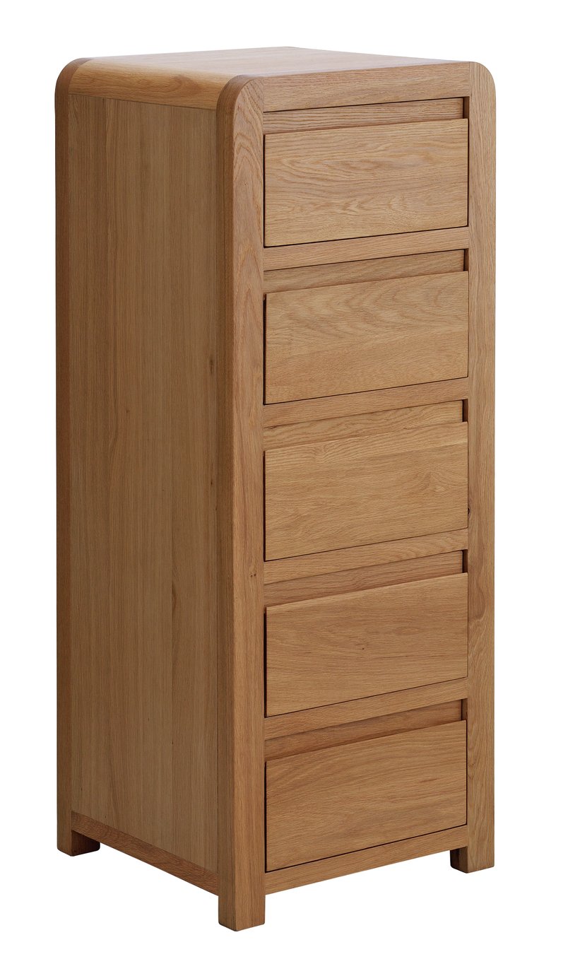 Habitat Novara 5 Drawer Tallboy - Oak & Oak Veneer