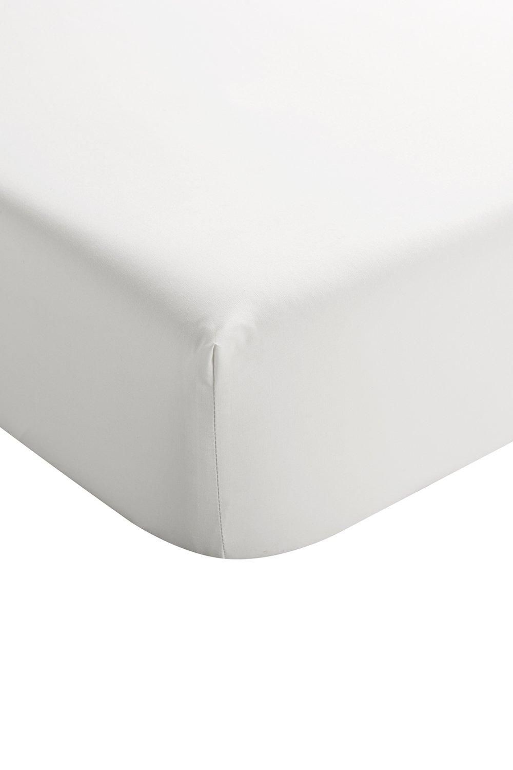 CHRISTY 400TC Luxury Cotton Sateen Plain Dye Bedding Fitted Sheets in White