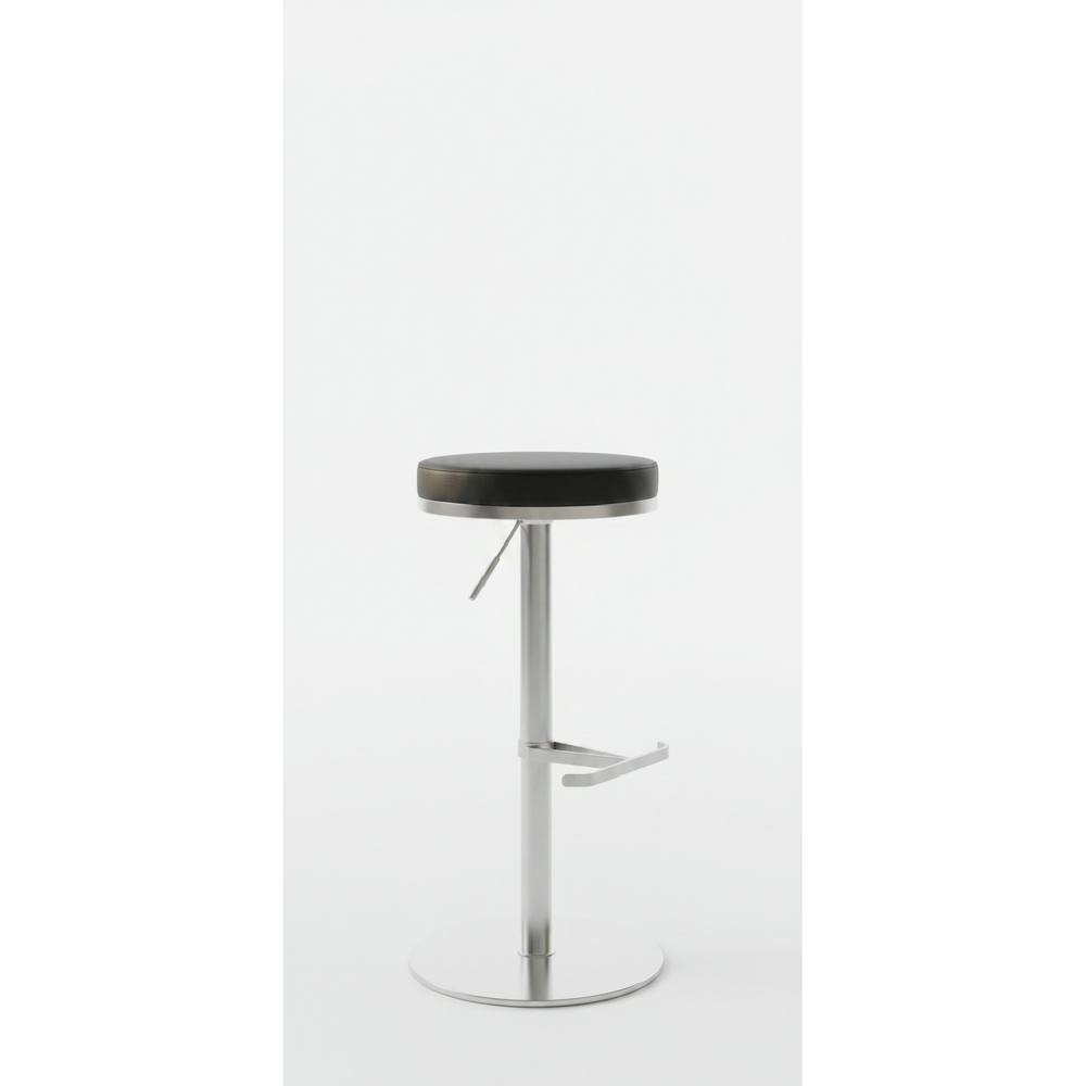 netfurniture Barrir Satin Brushed Steel Kitchen Stool Weighted Base in Black