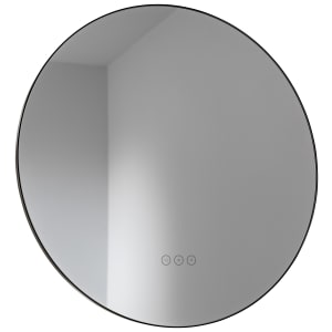 Abode Mayar Matt Black Round LED Bathroom Mirror - 600mm