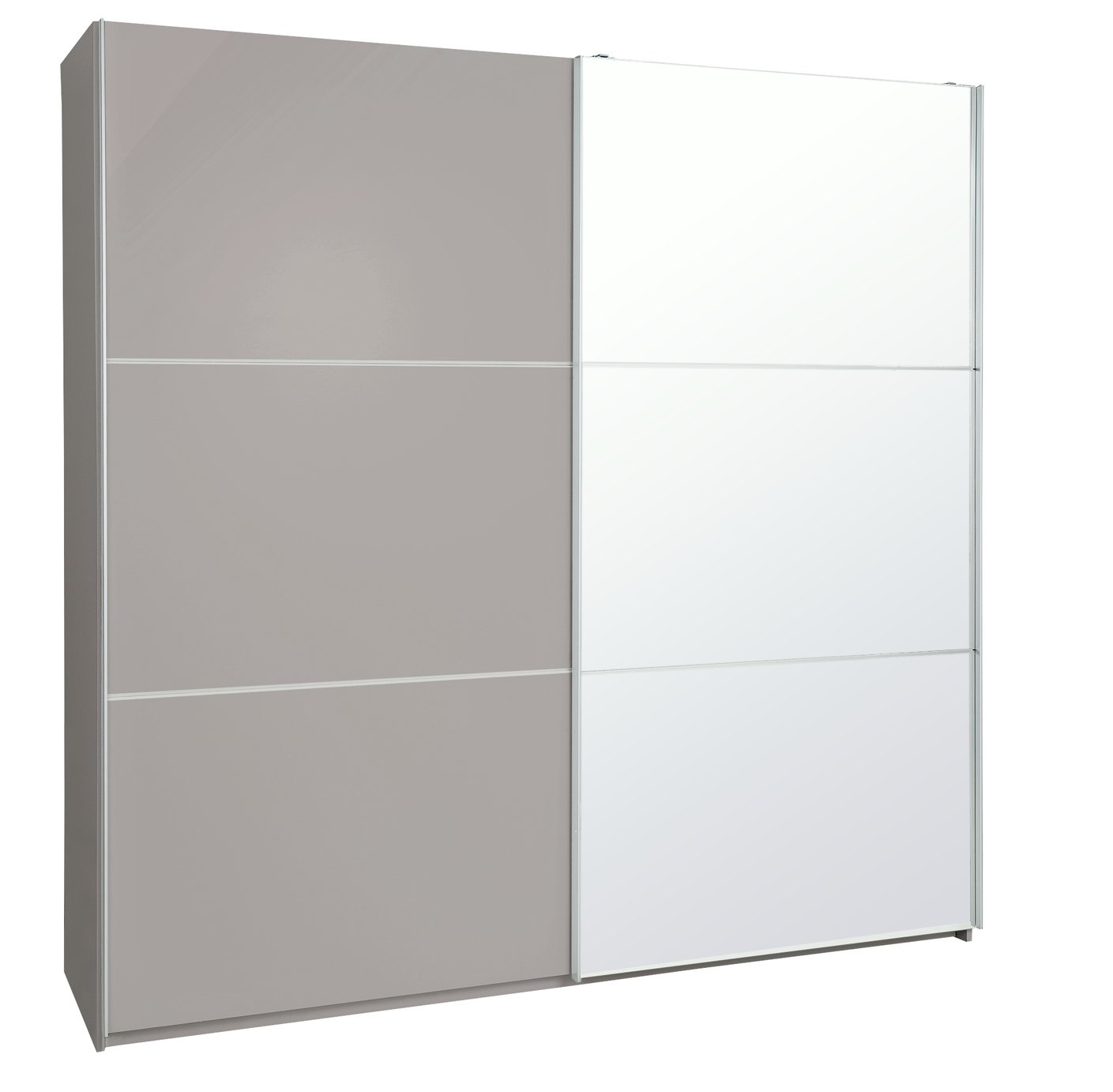 Habitat Holsted Extra Large Grey Gloss & Mirror Wardrobe