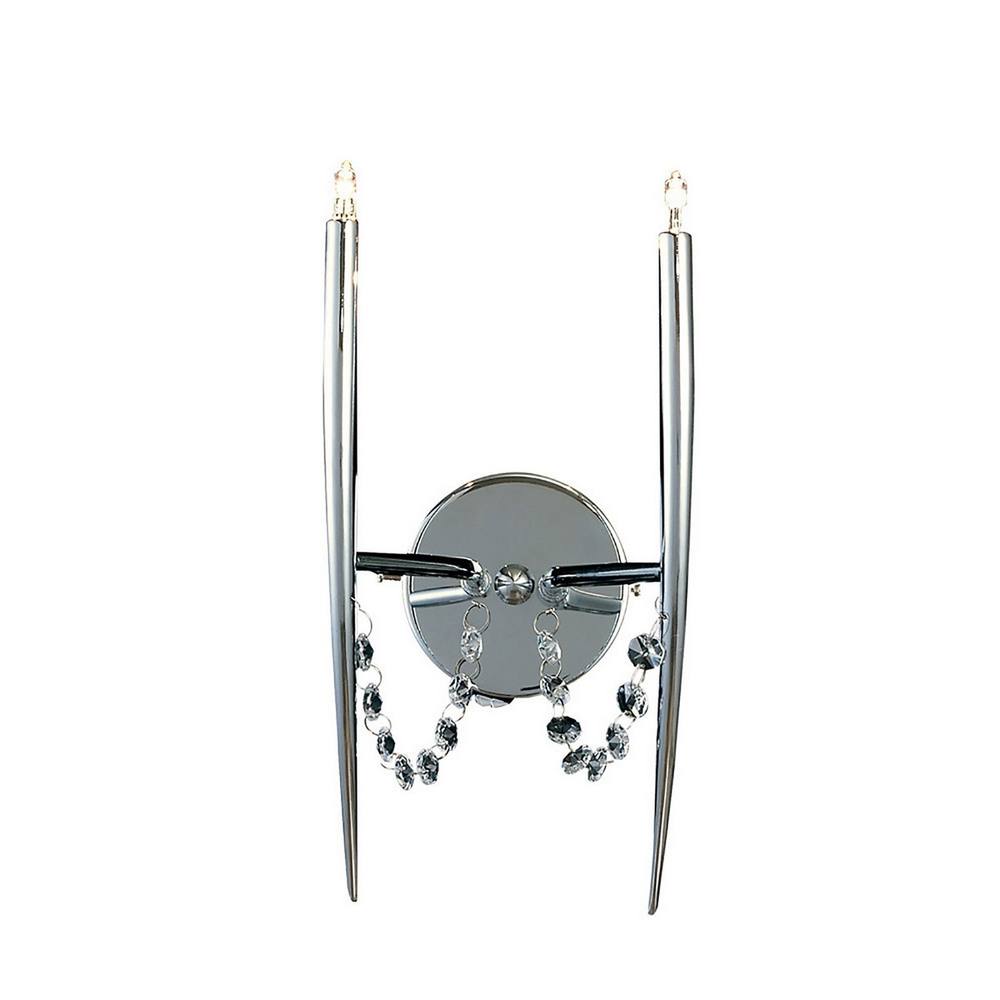 Netlighting Zest Wall Lamp 2 Light G4 Polished ChromeCrystal NOT LEDCFL Compatible in Grey