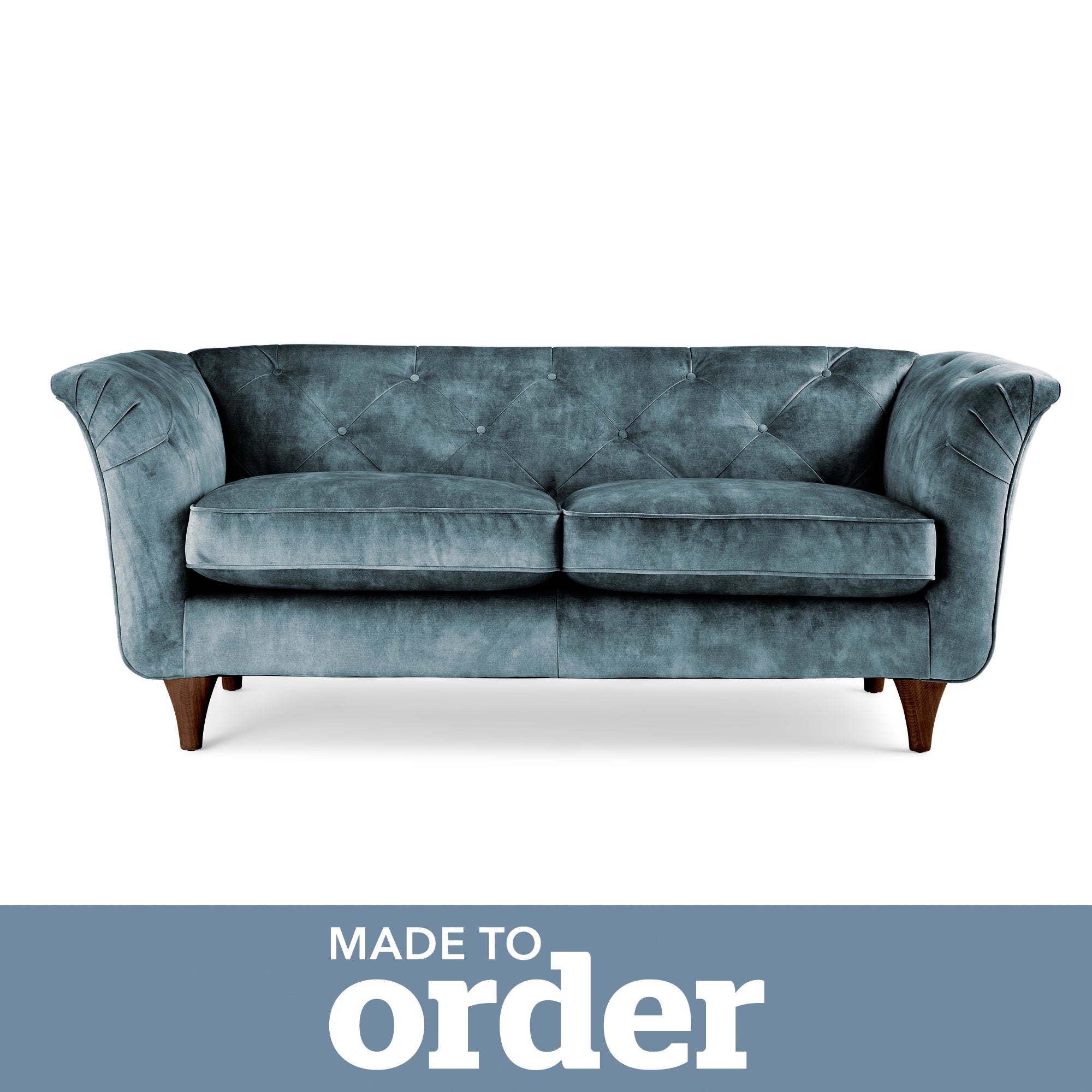 Jaipur 2 Seater Sofa Slub Velvet Slub Velvet Steel Blue