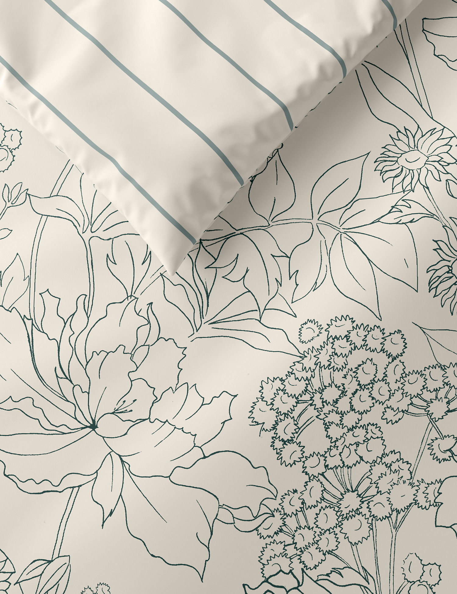 M&S Pure Cotton Linear Floral Bedding Set