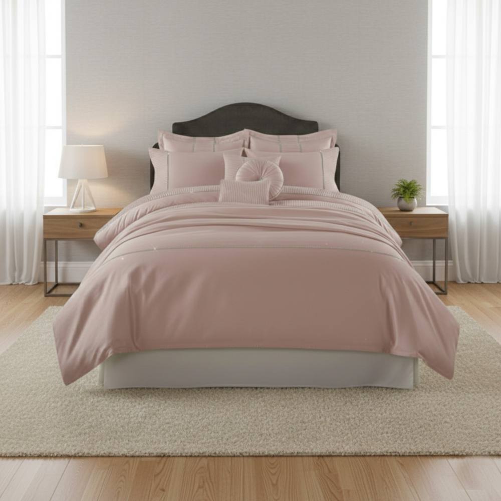 Snug City Luxury Embroidered Duvet Cover Set Bedding with Matching Accessories in Coral