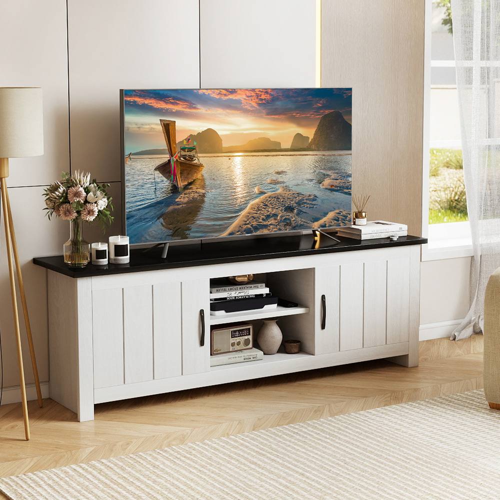 Costway TV Stand for TVs up to 65“ 145 cm TV Console Table w/ 2 Cabinets