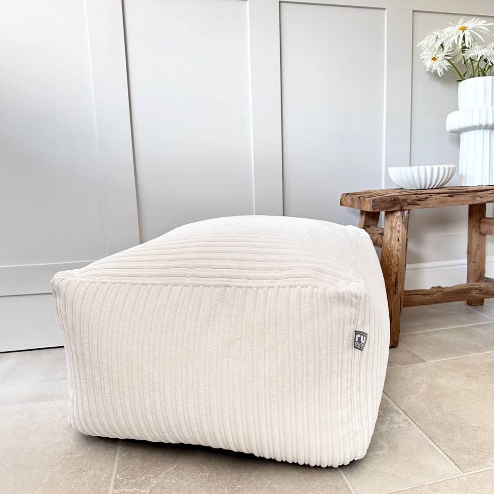 rucomfy Beanbags rucomfy Indoor Large Ottoman Pouffe - Jumbo Cord Bean Bag Footstool in Ivory
