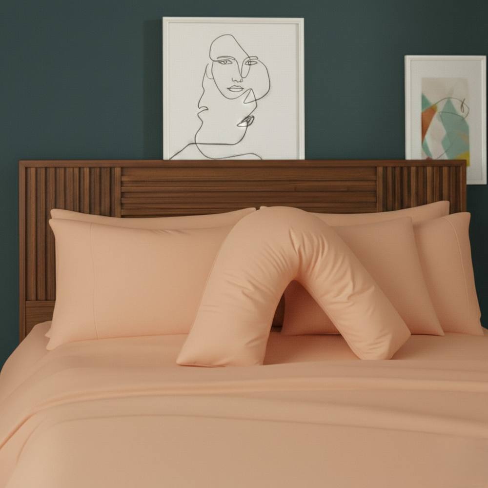 Snug City V Shape Pillowcase for Support Maternity Pillows Polycotton Easy Care in Peach