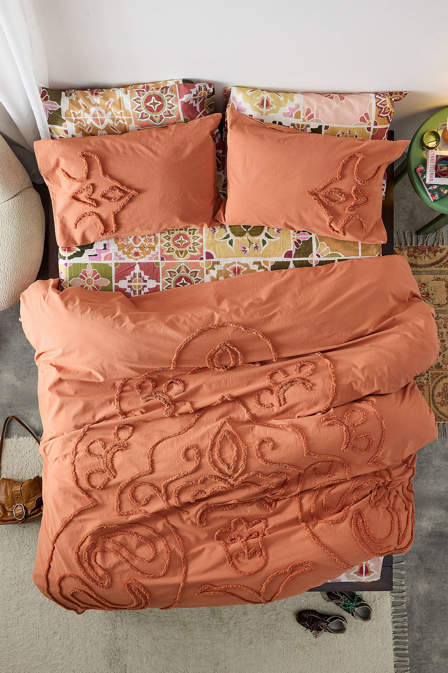 Terracotta Saffron Tufted Duvet Set - Rust