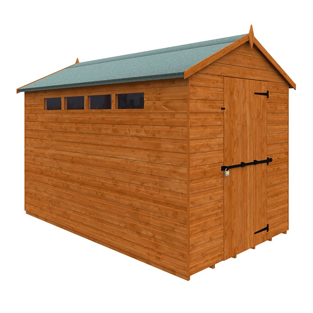 Buttercup Farm 10 x 6 Feet Security Apex 12mm Shed - Solid Wood/Softwood/Pine in Burnt Orange
