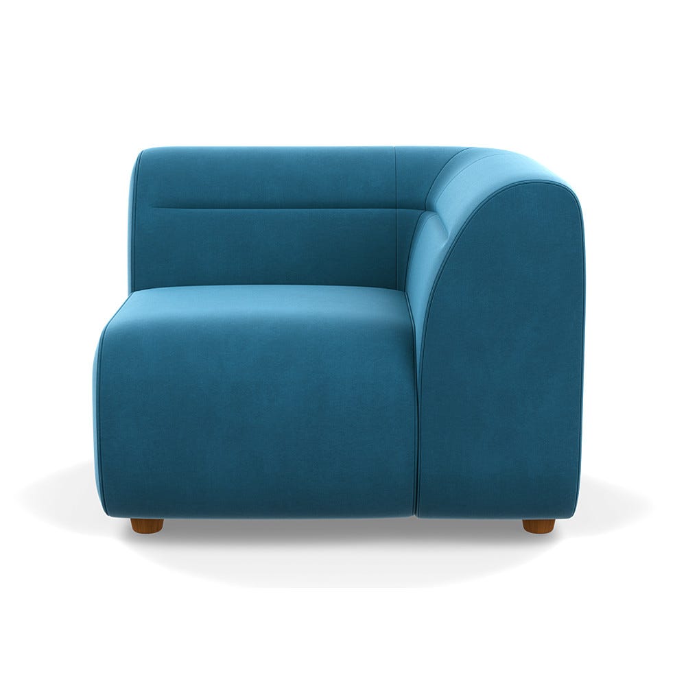 Heal's Lilli Right Hand Facing Corner Unit Smart Velvet Ocean Natural Beech Feet