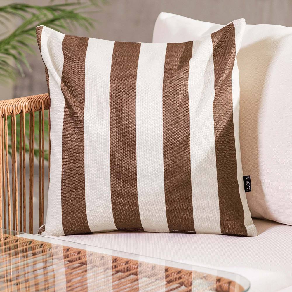 icon Cushion 43x43 Kyoto Fabric, Stripe, Chocolate