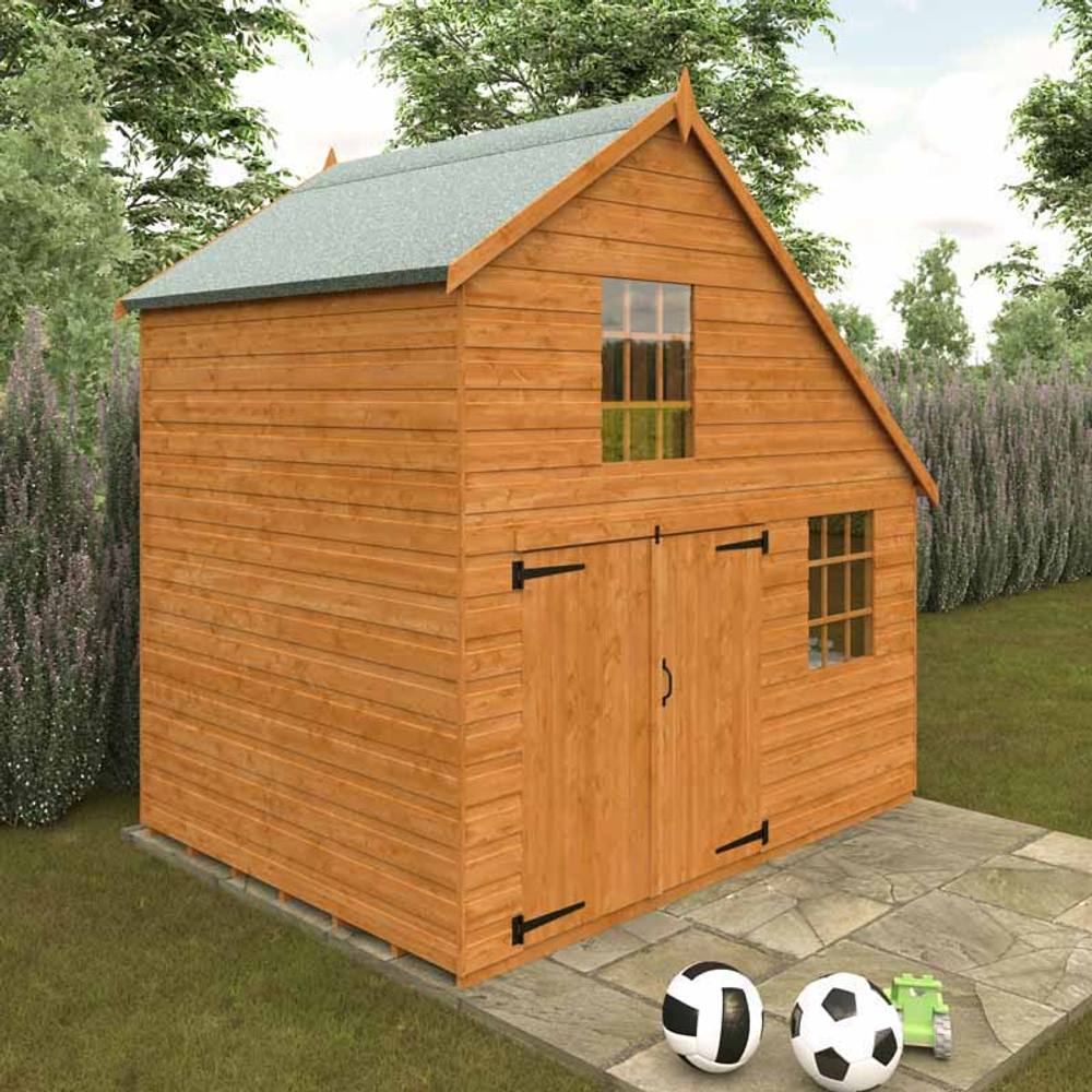 Buttercup Farm 6 x 8 Feet Club Garage 12mm Shed - Solid Wood/Softwood/Pine in Burnt Orange 4