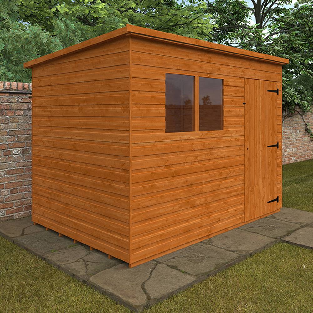 Buttercup Farm 9 x 6 Feet Super Pent 12mm Shed - Solid Wood/Softwood/Pine in Burnt Orange 4