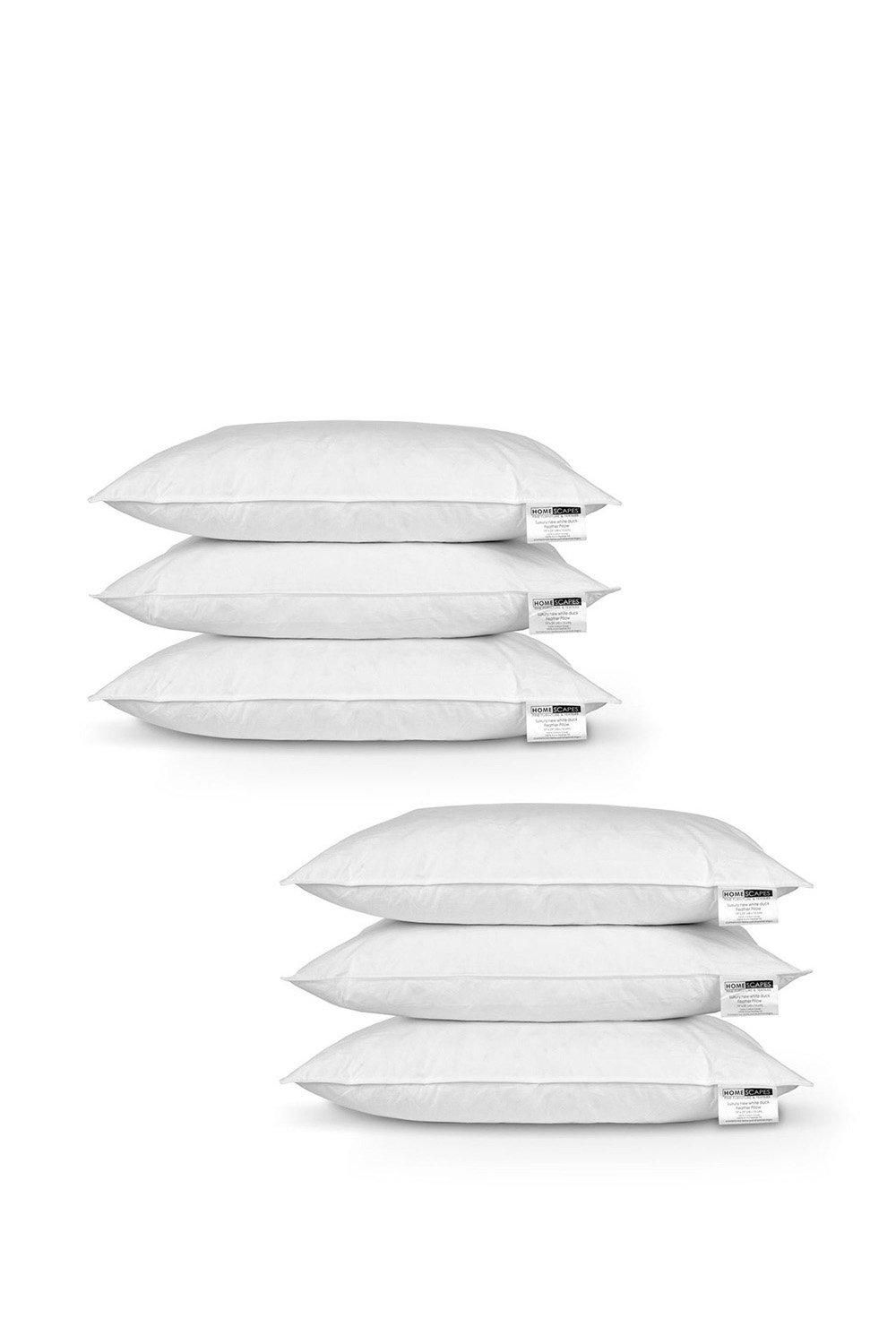 Homescapes Duck Feather Pillow x 6 in White