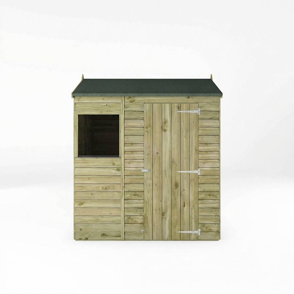 Mercia 6 x 4 Feet Overlap Reverse Apex Shed - L131.3 x W181.8 x H208.3 cm in Brown 3