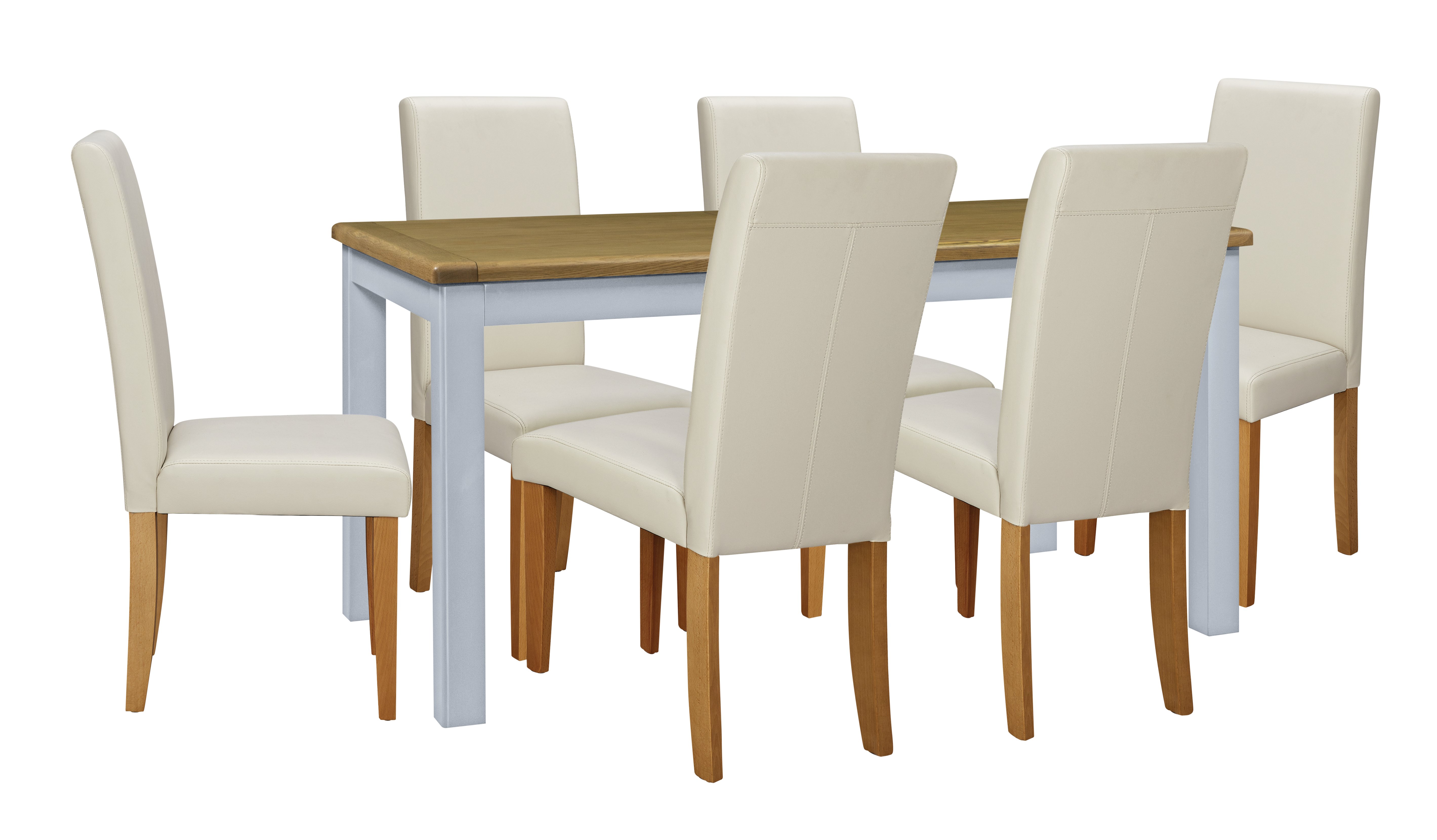 Habitat Kent Wood Veneer Dining Table & 6 Cream Chairs