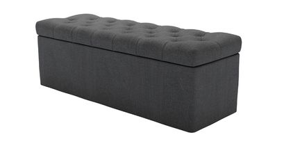 Valentin Storage Bench in Charcoal Brushed Linen Cotton - sofa.com