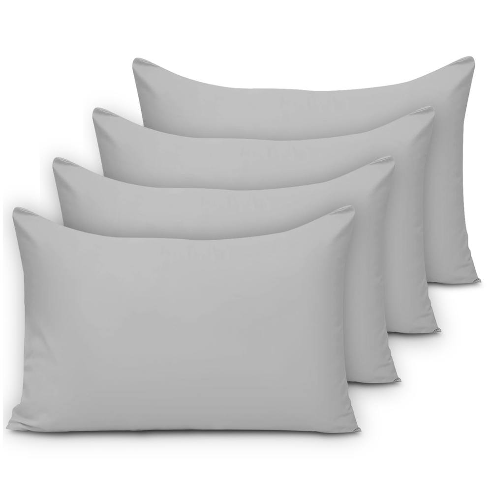 Grace Microfiber Pillow Cases Pack of 4 with Envelope Closure in Light Grey