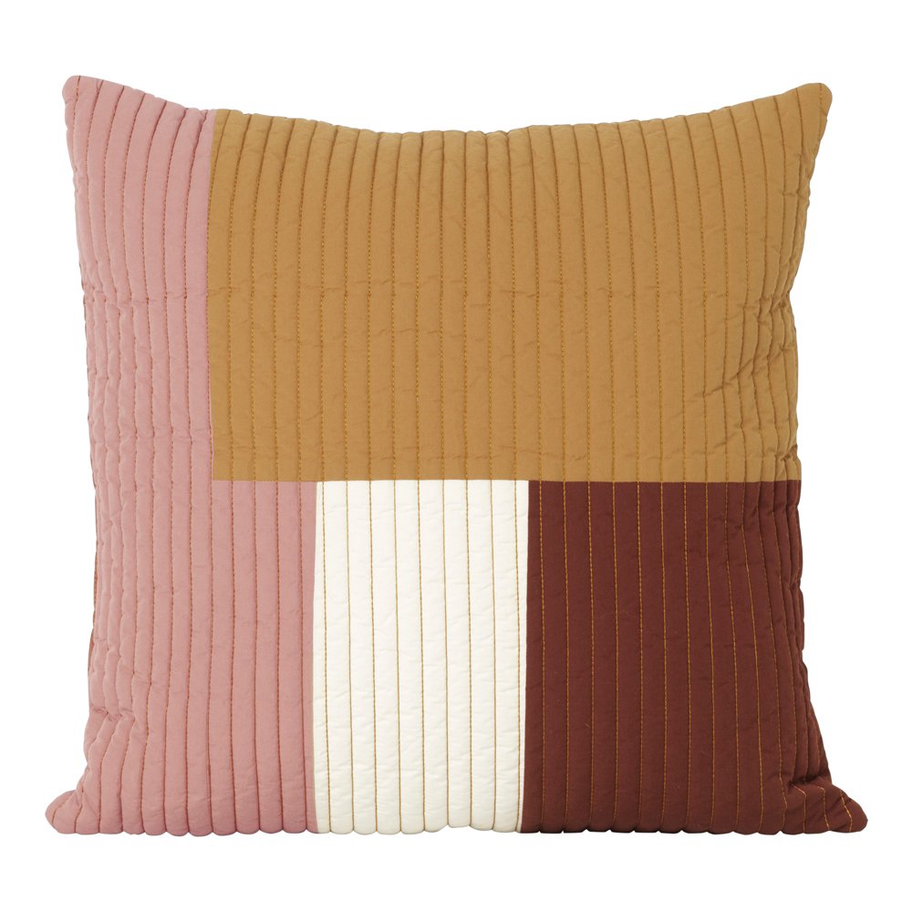 ferm LIVING Shay Quilt Cushion Mustard 50 x 50cm