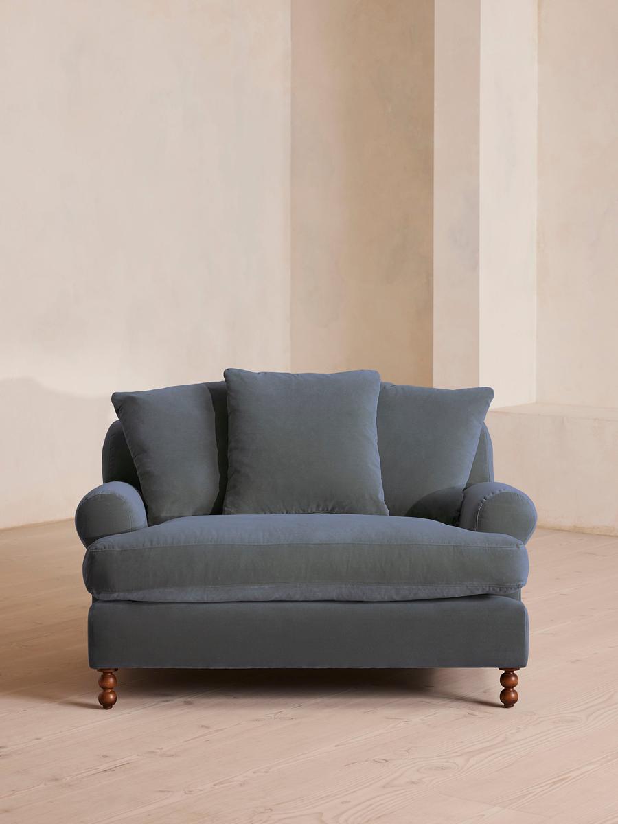 Audrey Loveseat, Velvet, Grey Blue