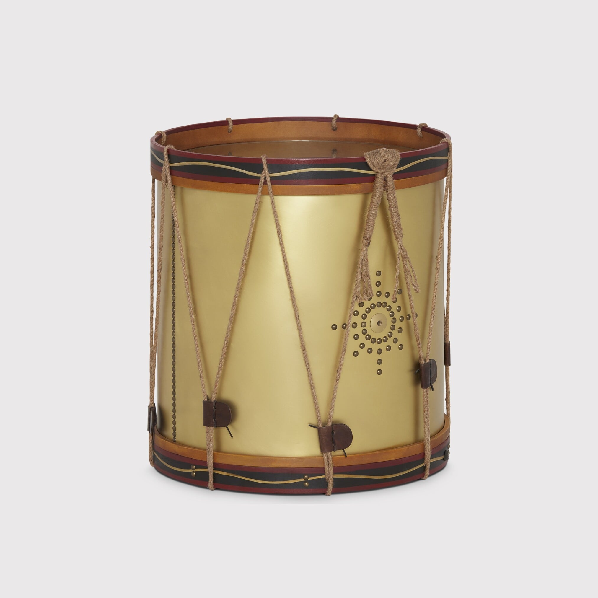 Timothy Oulton Regiment Drum Side Table, Gold Metal | Barker & Stonehouse