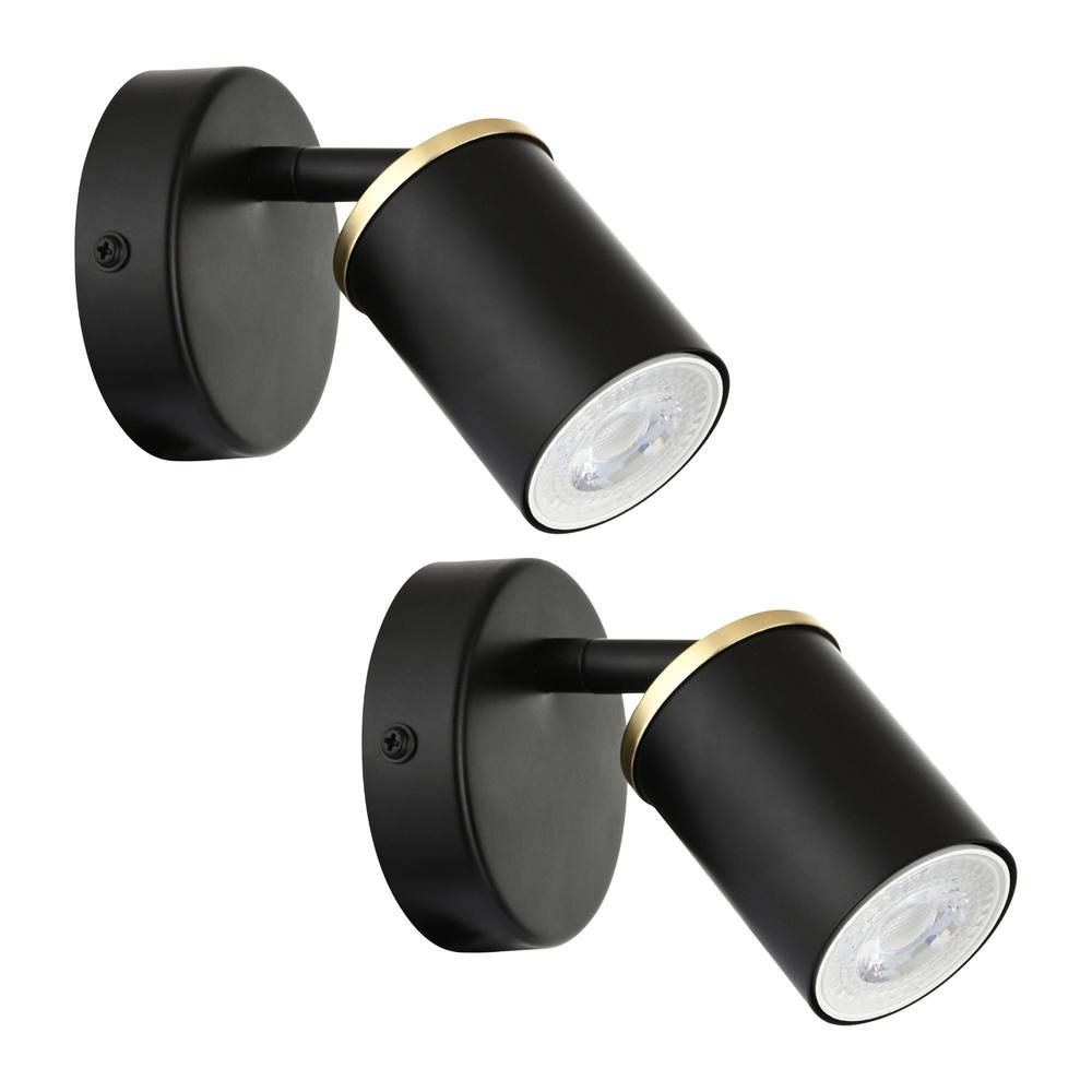 First Choice Lighting Set of 2 Larbert - Black Adjustable Wall or Ceiling Spotlight