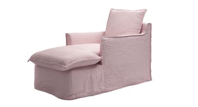 Isaac Chaise Armchair in Powder Pink Brushed Linen Cotton - sofa.com