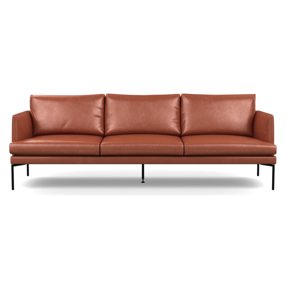 Heal's Matera 4 Seater Sofa Leather Stonewash Light Brown 274 Black Feet