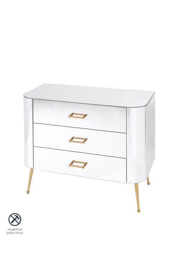 Mason Mirrored Chest of Drawers – Brushed Gold Legs
