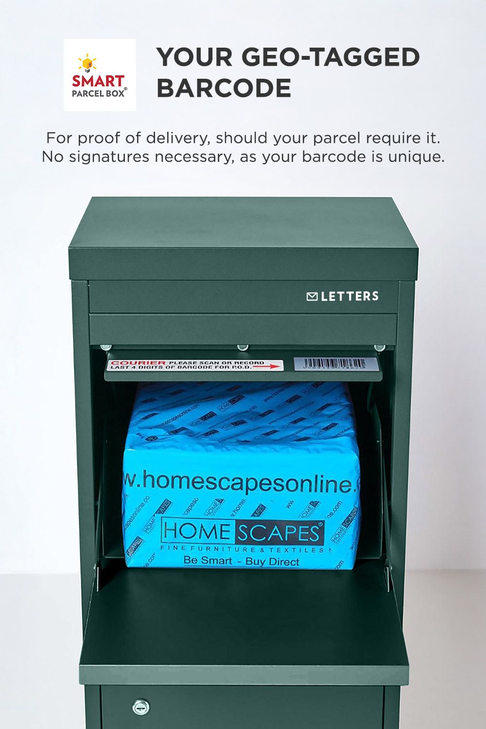 Homescapes Smart Parcel Box® Large Front Access Secure Delivery Box in Green 6