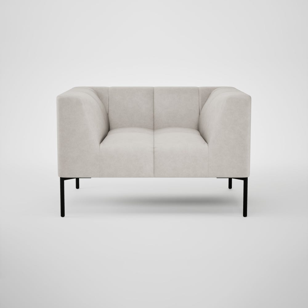 Heal's Quadro Armchair Leather Grain White 000 Black Feet 2