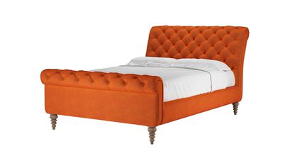 Knightsbridge Double Bed in Paprika Smart Velvet - sofa.com
