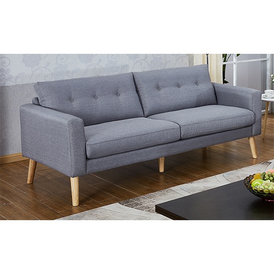 Megan Fabric 3 Seater Sofa In Grey