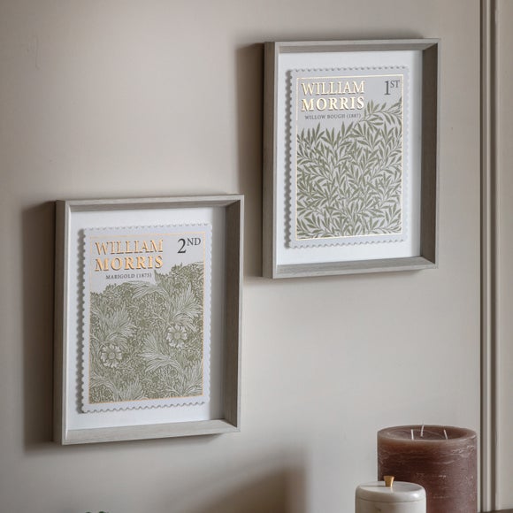 Cedar and Sage Set of 2 William Morris Postage Stamp Green Framed Prints
